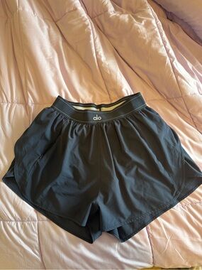 ALO Yoga Navy Women's Athletic Shorts with Branded Waistband